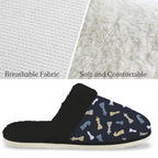 Chess Pattern Men's Fur Trim Thick-Sole Indoor Slippers Men's Fur Trimmed Slippers Chess Games Printed Offshore