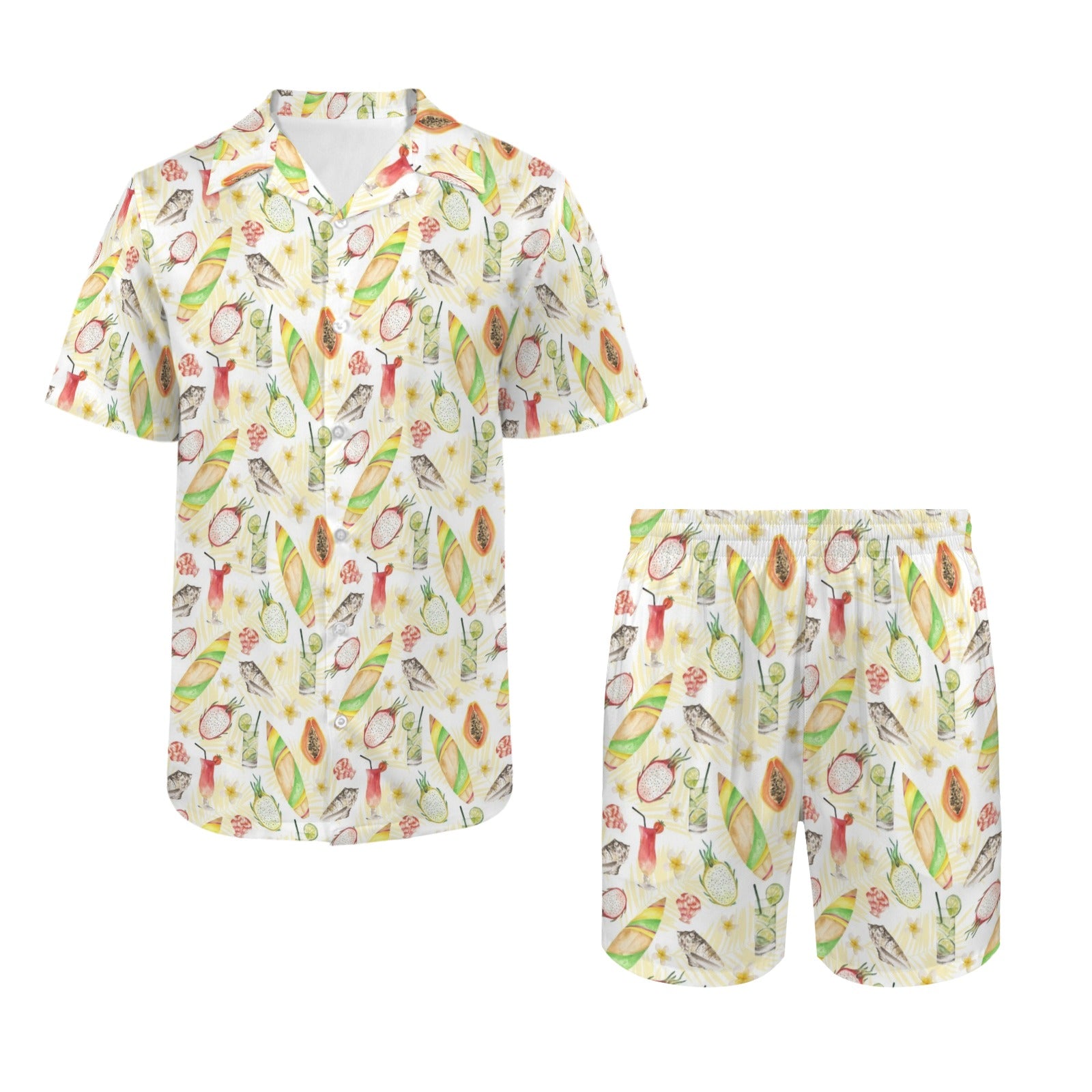 Tropical Surf Men's Hawaiian Shirt & Shorts Set Men's Hawaiian Shirt & Shorts Set Printed Offshore Surf