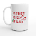 Santa's Christmas List, Naughty, Nice, I Tried - White 15oz Ceramic Mug Default Title Christmas 15oz Mug Christmas Globally Fulfilled