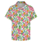 Bright Painted Tropical Women's Collared Pocketless Short Sleeve Shirt