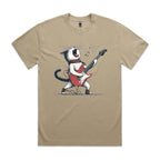 Cat Playing Guitar AS Colour Heavy Faded Tee Unisex Faded khaki Heavy Faded T-shirt animal Music Printed In Australia