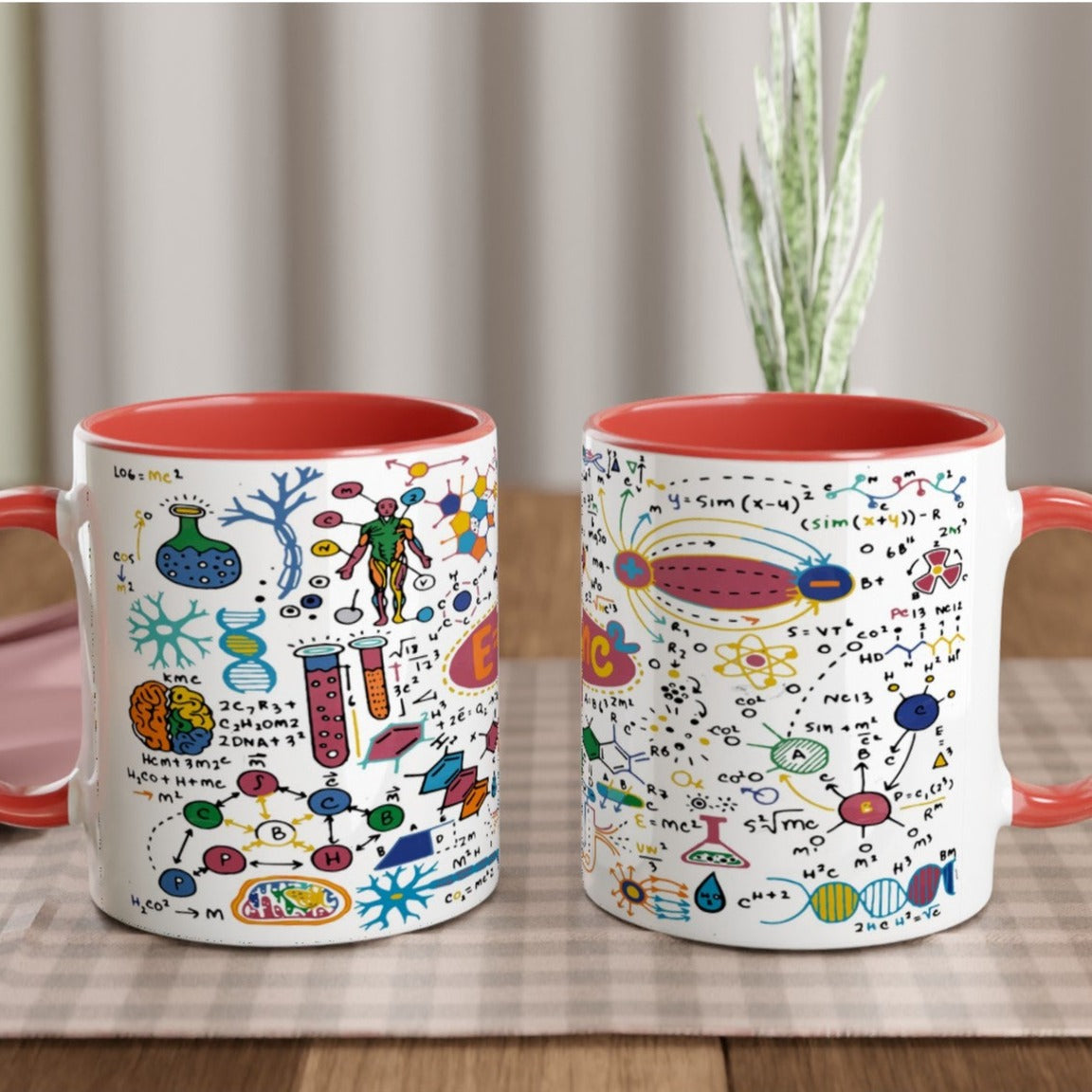 Science Time - White 11oz Ceramic Mug with Colour Inside Ceramic Red Colour 11oz Mug Globally Fulfilled Science