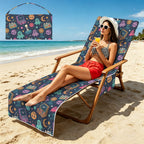 Space Arcade Beach Chair Towel Cover with Side Pockets