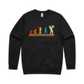 Saxophone Player Evolution AS Colour Stencil Crew Sweatshirt Unisex Black Sweatshirt Music Printed In Australia