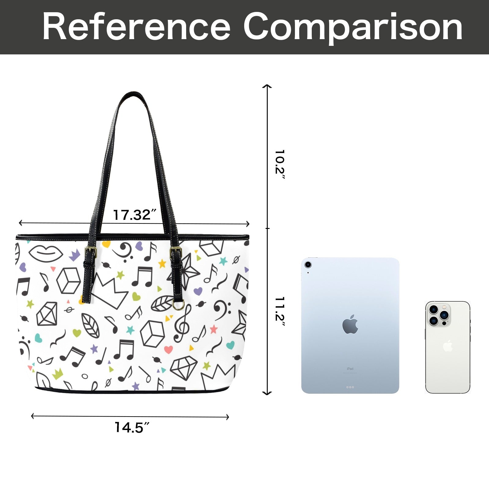 Music Time - Leather Tote Bag-Large