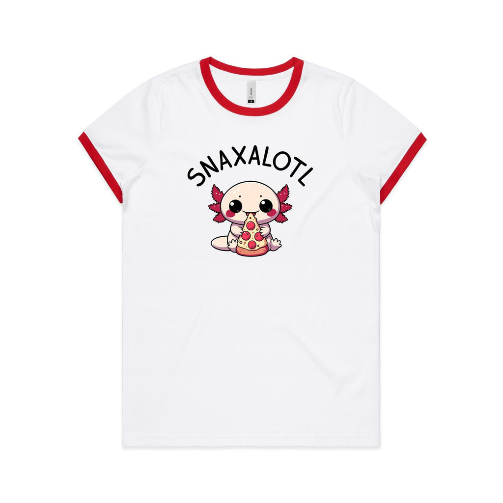 Snaxalotl, Axolotl Pizza - Women's Ringer Tee