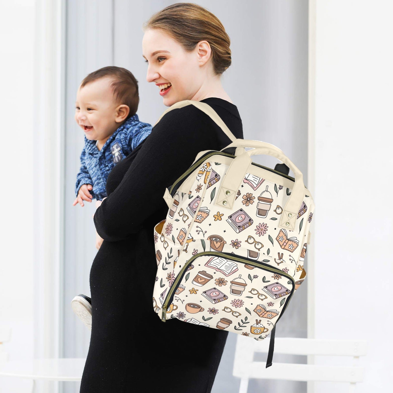 Books And Coffee - Multi-Function Backpack, Nappy / Diaper Bag