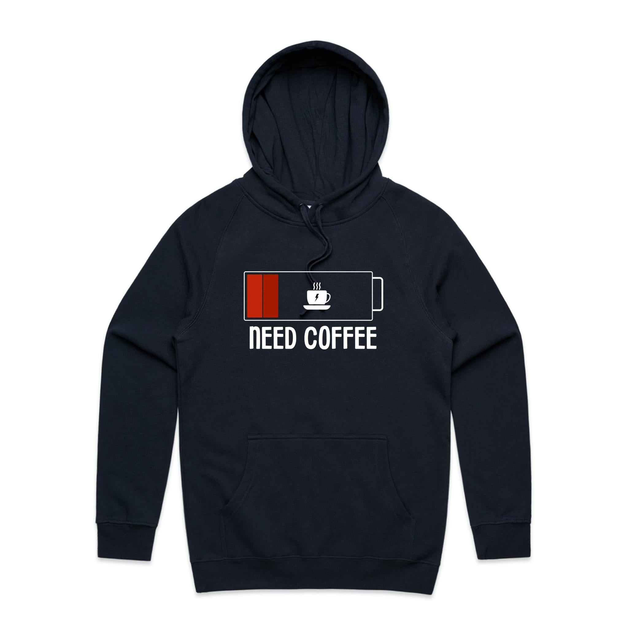 Need Coffee - Mens Hoodie Navy Mens Hoodie Coffee Printed In Australia