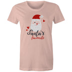 Santa's Favourite - Womens T-shirt Pale Pink Womens Christmas T-shirt Christmas Printed In Australia