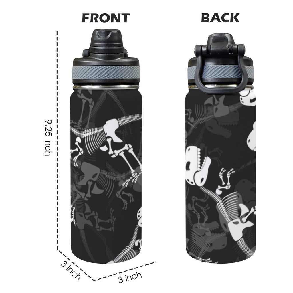 Dinosaur Skeleton - Insulated Water Bottle with Dual-Use Lid (18oz) Insulated Water Bottle with Dual-Use Lid (18oz) Printed Offshore