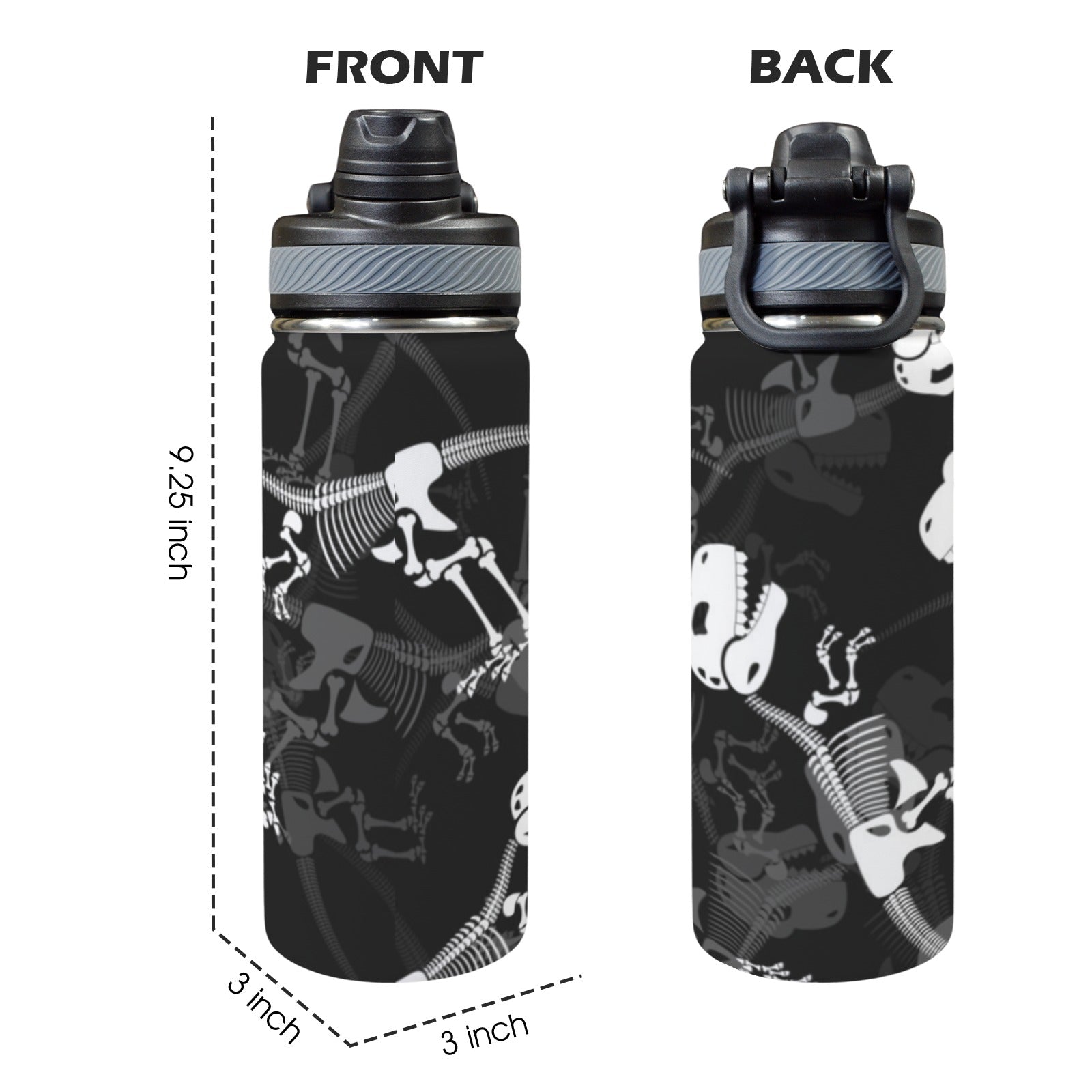Dinosaur Skeleton - Insulated Water Bottle with Dual-Use Lid (18oz) Insulated Water Bottle with Dual-Use Lid (18oz) Printed Offshore