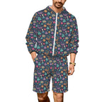 Space Arcade Men's Lightweight Sun Hoodie & Shorts Set 4XL Men's Lightweight Sun Hoodie & Shorts Games Printed Offshore Retro