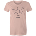 Caffeine Molecule - Womens T-shirt Pale Pink Womens T-shirt Coffee Printed In Australia Science