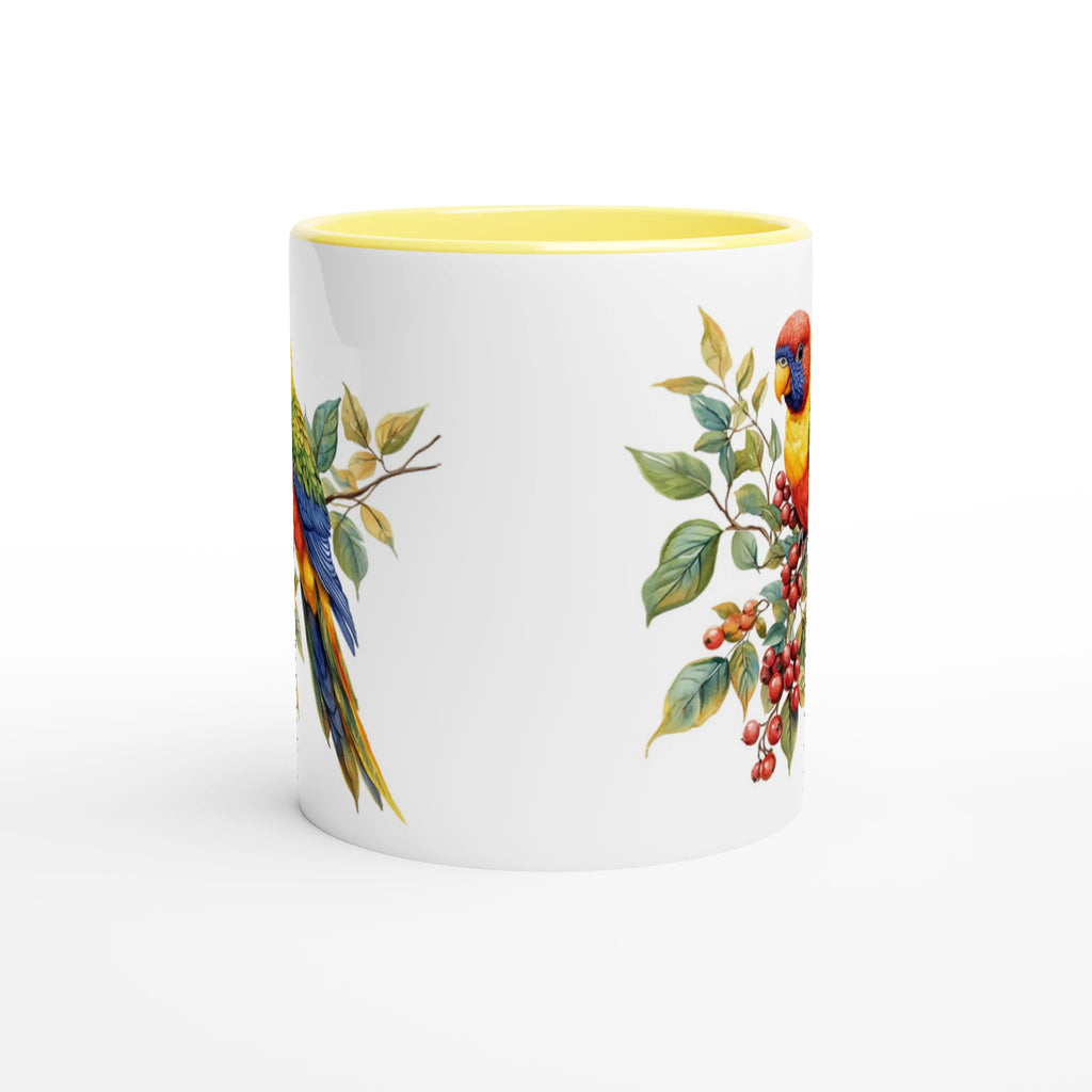 Lorikeet, Australian Birds - 11oz Ceramic Mug With Colour Inside Colour 11oz Mug animal Globally Fulfilled