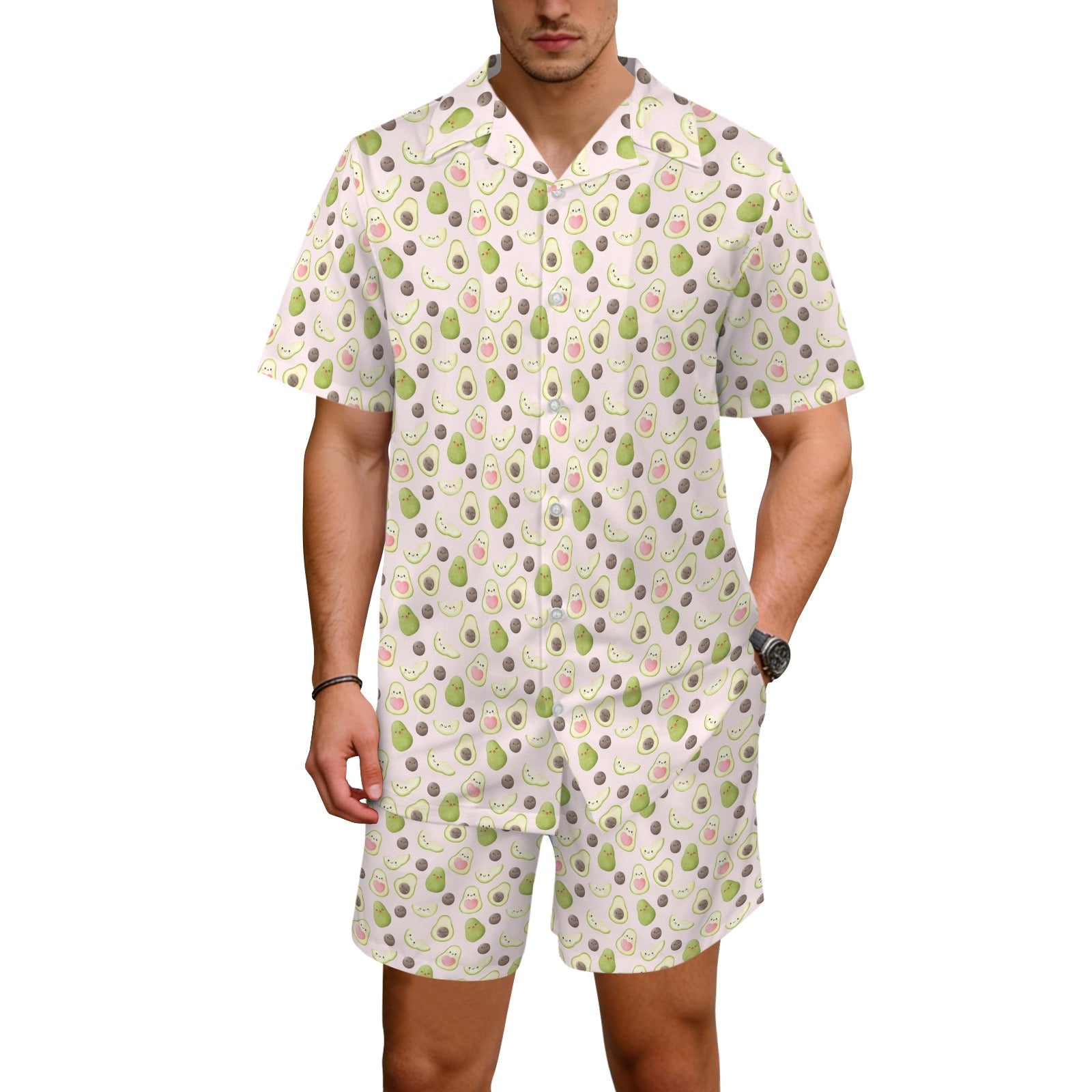 Avocado Love - Men's Hawaiian Shirt & Shorts Set Men's Hawaiian Shirt & Shorts Set Food Love Printed Offshore