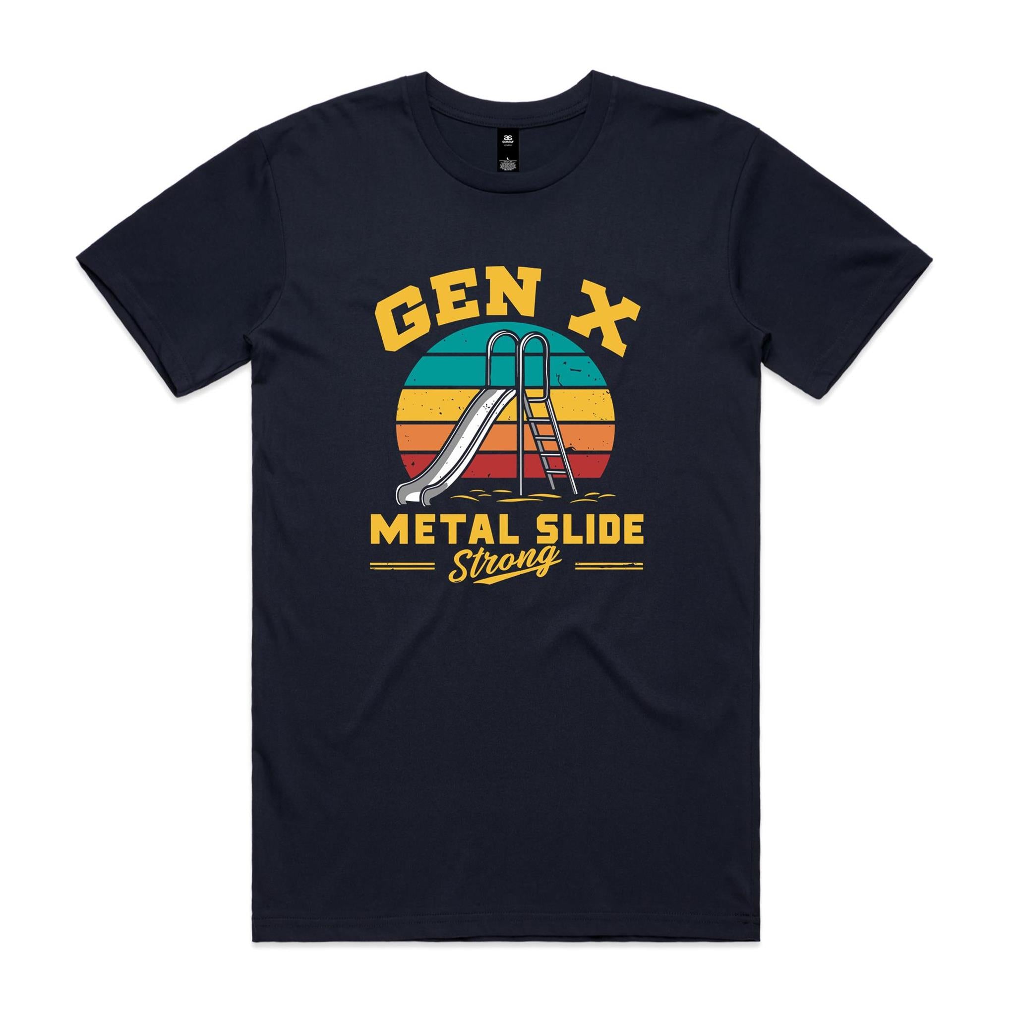 Gen X, Metal Slide Strong - Mens T-shirt Navy Mens T-shirt Printed In Australia