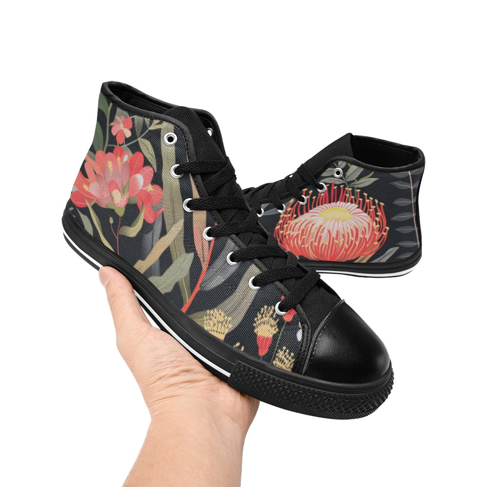 Australian Waratah Flower - Women's High Top Canvas Shoes