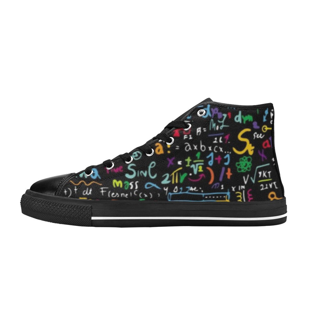 Math Scribbles - Women's High Top Canvas Shoes