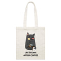 Life Begins After Coffee Parcel Canvas Tote Bag Default Title Small Tote Bag animal Coffee Printed In Australia