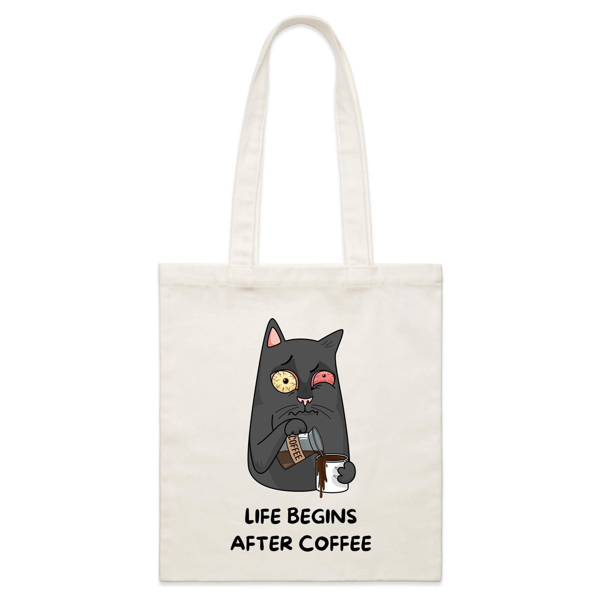 Life Begins After Coffee - Parcel Canvas Tote Bag Default Title Small Tote Bag animal Coffee Printed In Australia