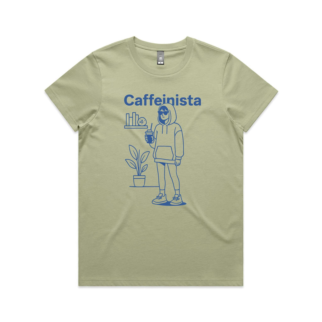 Caffeinista, Caffeine Women's AS Colour T-shirt Pistachio Womens T-shirt Coffee Printed In Australia
