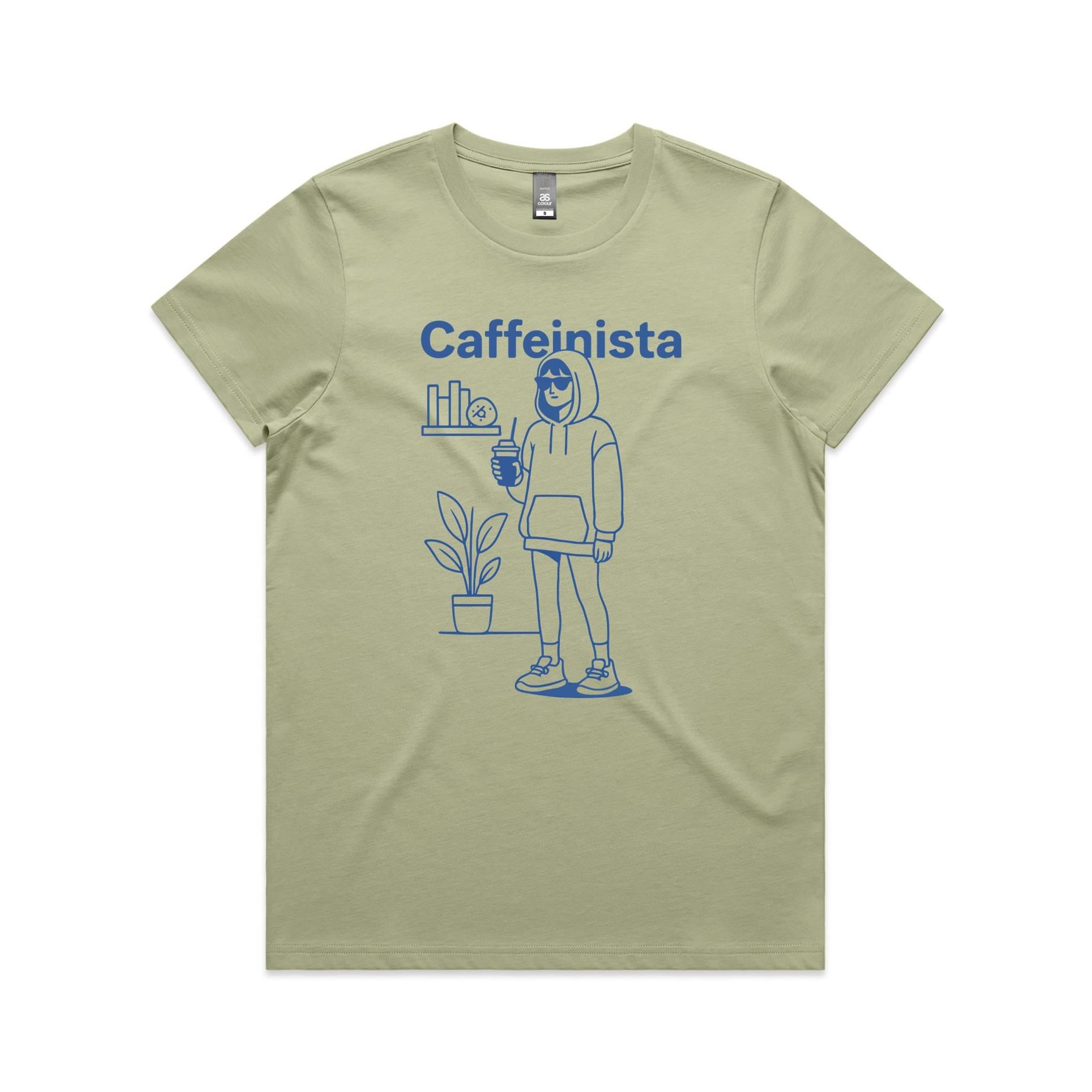 Caffeinista, Caffeine Women's AS Colour T-shirt Pistachio Womens T-shirt Coffee Printed In Australia