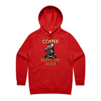 Coffee Keeps Me Alive, Skeleton - Womens Hoodie Red Womens 2XL Womens Hoodie Coffee Printed In Australia