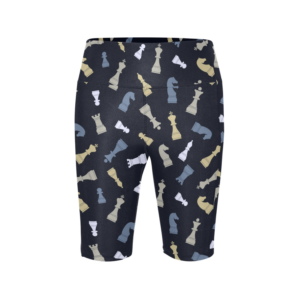 Chess Pattern - Women's Bike Shorts With Side Pockets Women's Bike Shorts Chess Games Printed Offshore