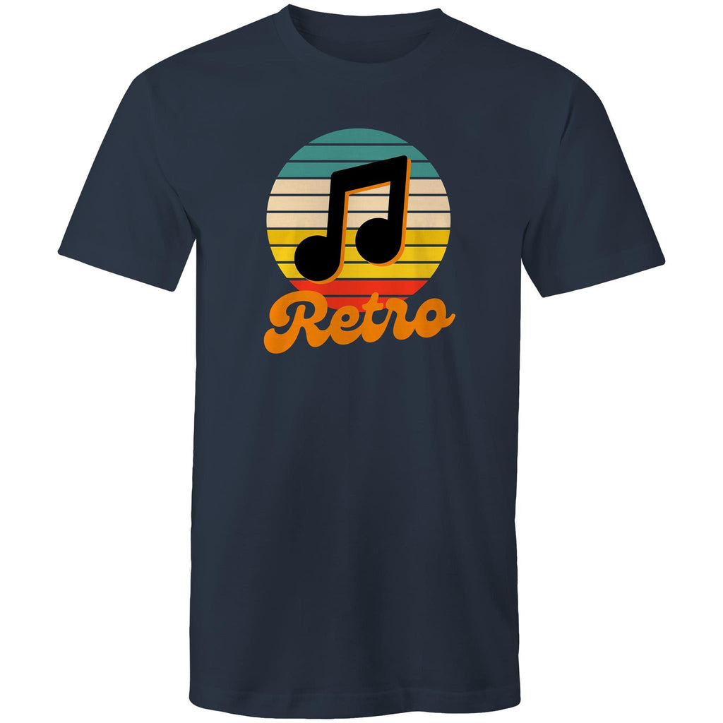 Retro Music - Mens T-Shirt Navy Mens T-shirt Music Printed In Australia Retro