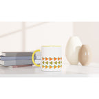 Retro Triangles - White 11oz Ceramic Mug with Colour Inside Colour 11oz Mug Globally Fulfilled Retro