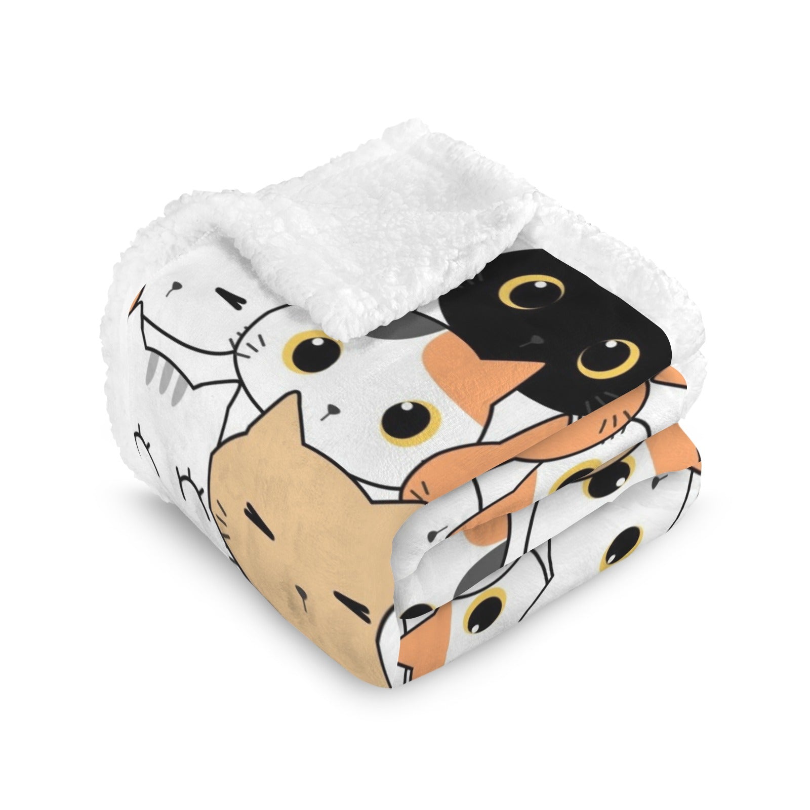 Cute Cartoon Cats - Double-Layer Fleece Blanket 51"x59"