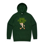 Here For The Food - Mens Hoodie Forest Green Mens Hoodie Food Printed In Australia