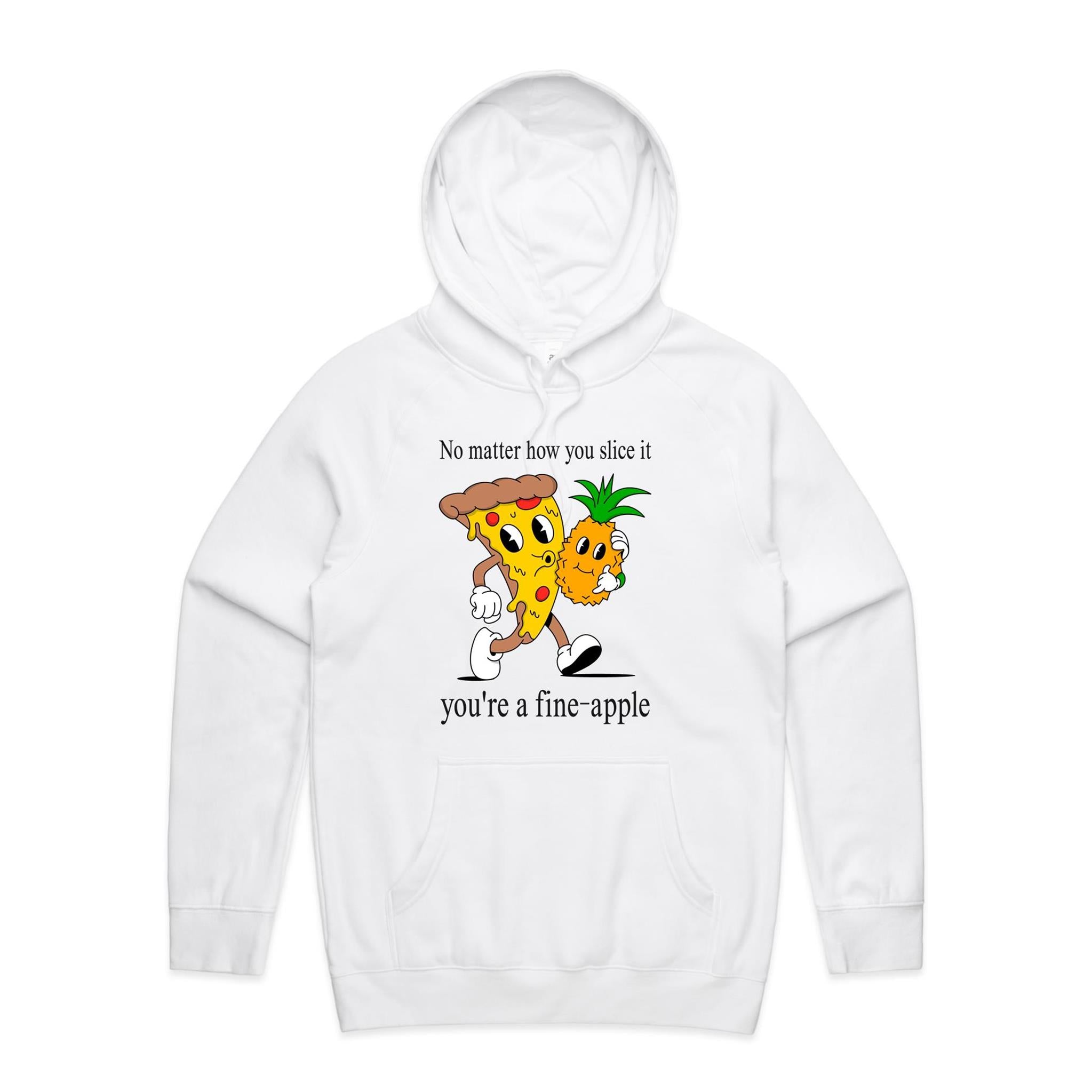Pineapple Pizza - Mens Hoodie White Mens Hoodie Food Printed In Australia