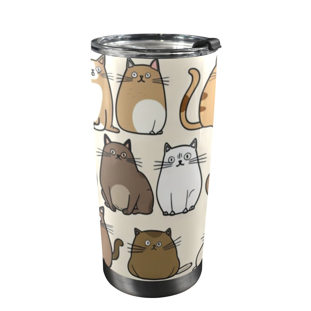Lots Of Cats - 20oz Mobile Tumbler with Lid (Black Lock) One Size 20oz Travel Mug animal Printed Offshore