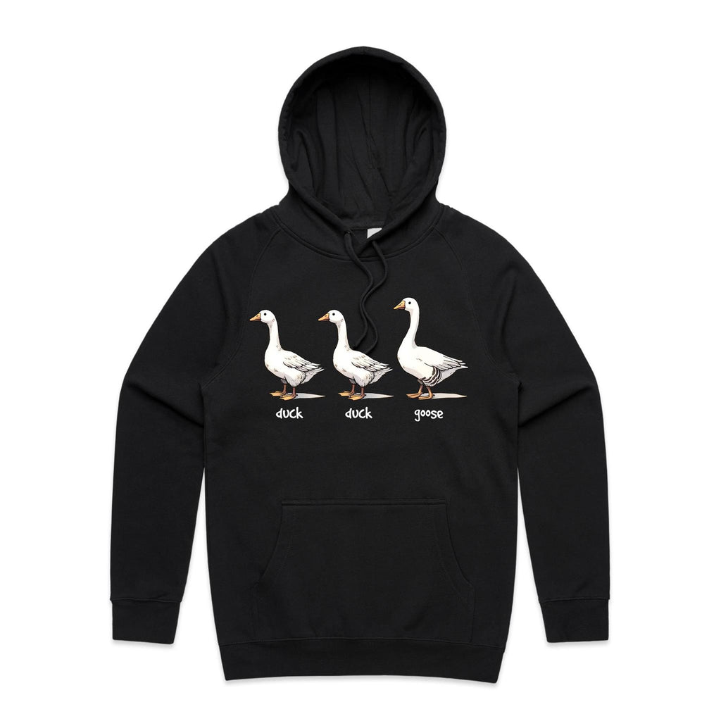 Duck Duck Goose - Mens Hoodie Black Mens Hoodie animal Printed In Australia