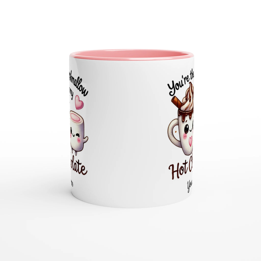 Personalised - You're The Marshmallow To My Hot Chocolate, Valentine - White 11oz Ceramic Mug with Colour Inside Personalised 11oz Mug