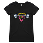 I Lift Like A Girl - Womens V-Neck T-Shirt Black Womens Active V-Neck T-shirt Fitness Printed In Australia