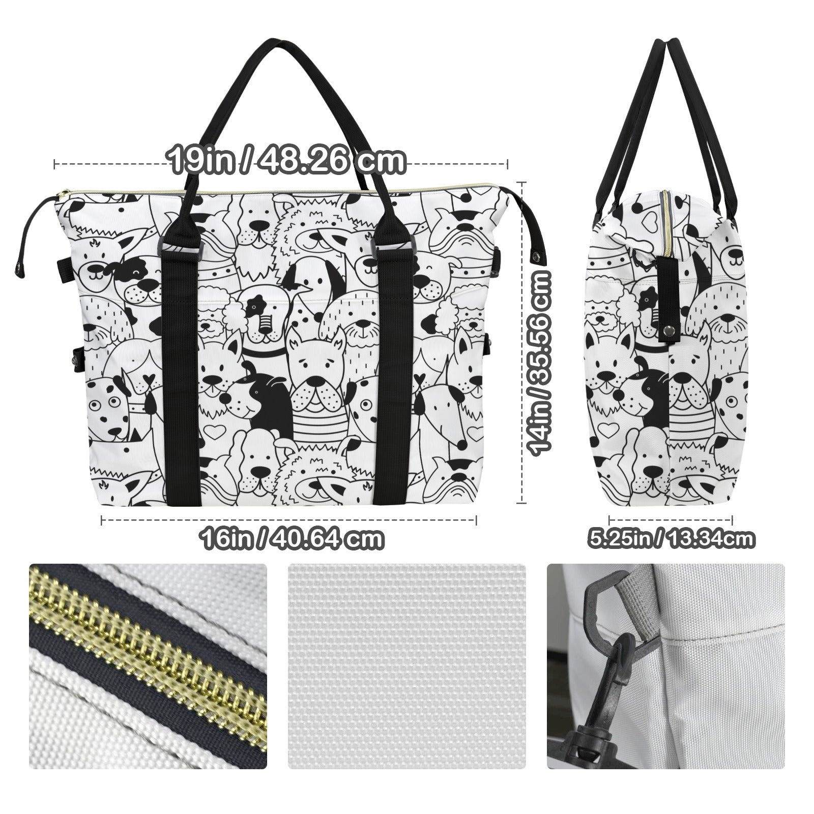 Black And White Dogs Duffle Bag-Simple (Model 1715) Duffle Bag-Simple (1715)