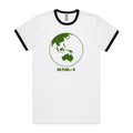 No Planet B, Earth - Staple Ringer Tee White Black Ringer T-Shirt Environment Printed In Australia