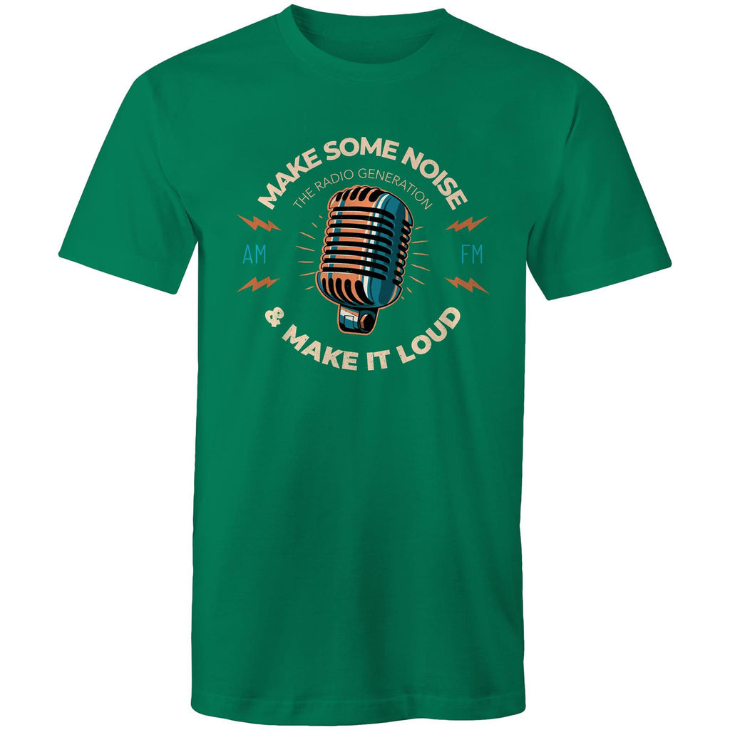 Make Some Noise, Microphone - Mens T-Shirt Kelly Green Mens T-shirt Music Printed In Australia