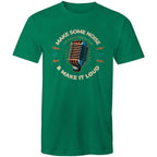 Make Some Noise, Microphone - Mens T-Shirt Kelly Green Mens T-shirt Music Printed In Australia