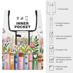 Books And Flowers - Collapsible Shopping Bag