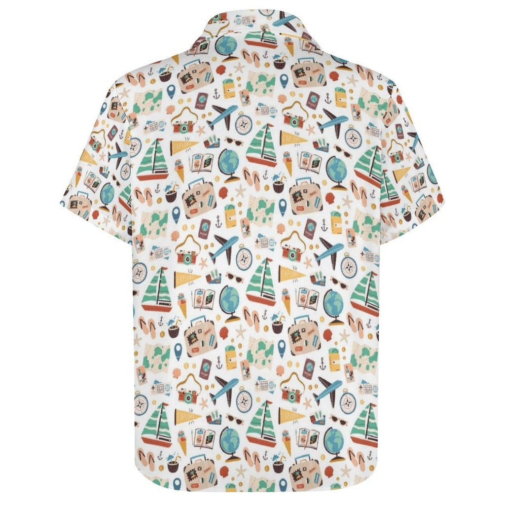 Travel And Explore Women's Collared Pocketless Short Sleeve Shirt