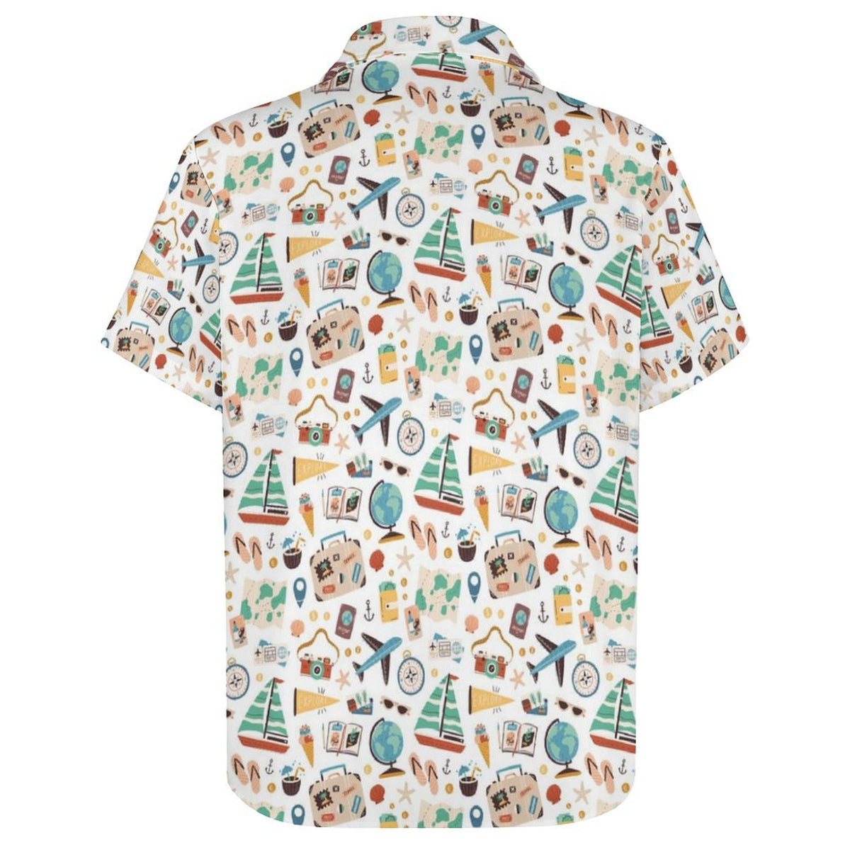 Travel And Explore Women's Collared Pocketless Short Sleeve Shirt