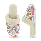 Australian Flowers Women's Fur Trim Thick-Sole Indoor Slippers Women's Fur Trimmed Slippers Plants Printed Offshore