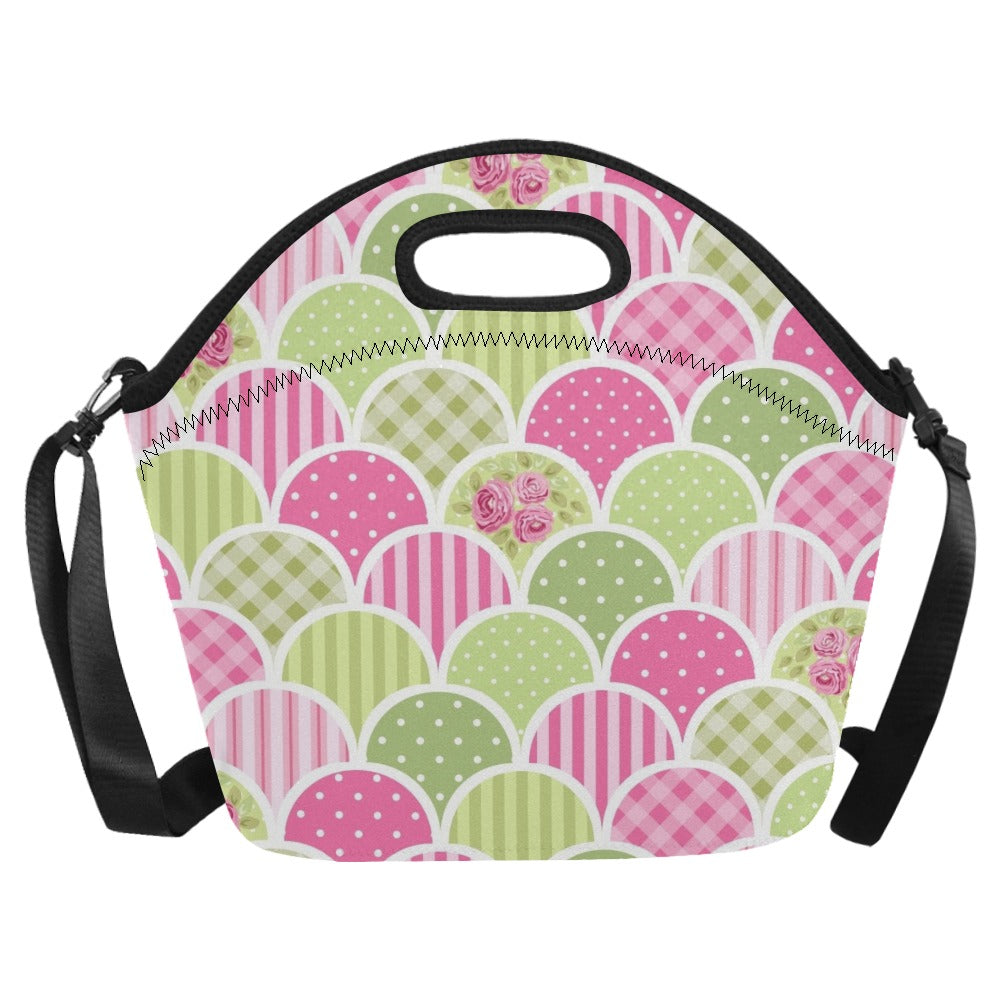 Floral Tabs Neoprene Lunch Bag/Large (Model 1669) Neoprene Lunch Bag Plants Printed Offshore
