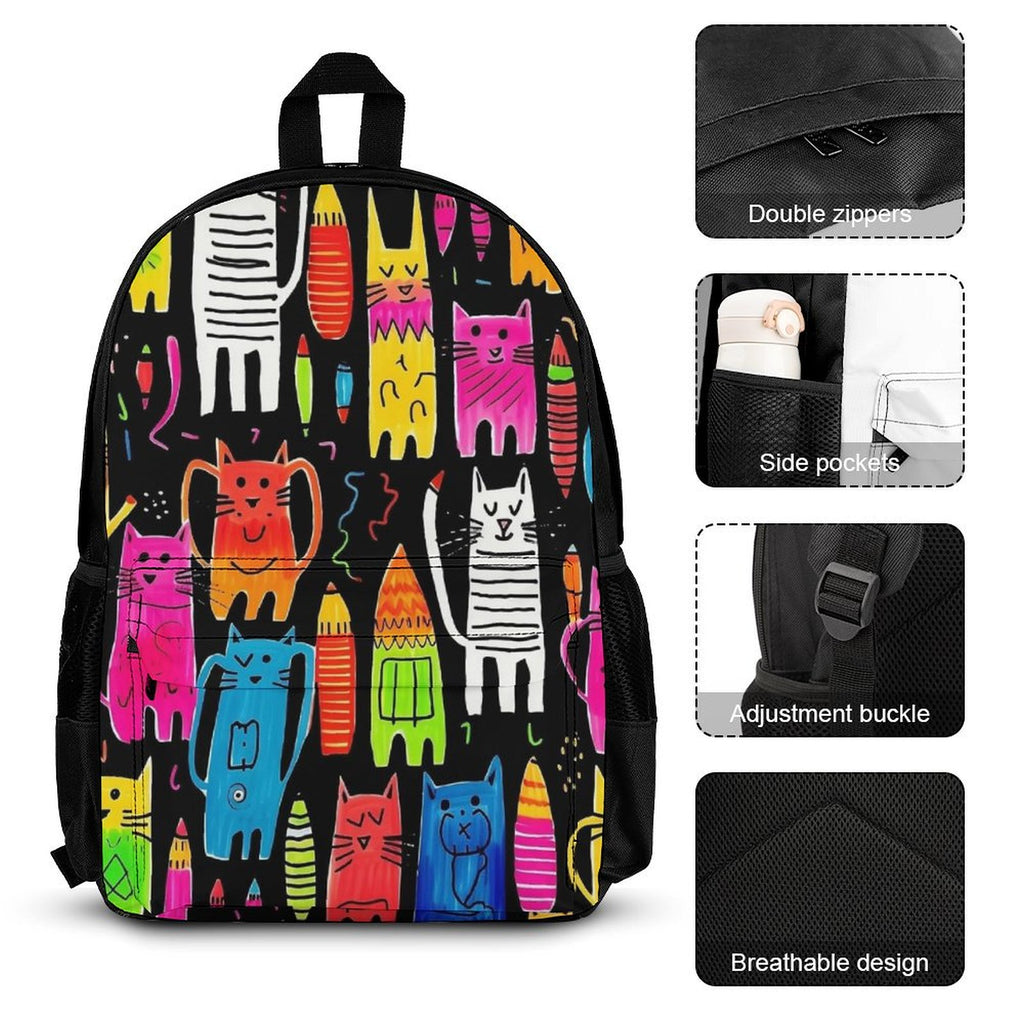 Crazy Cats Three Piece Backpack Set Three Piece Backpack Set Printed Offshore