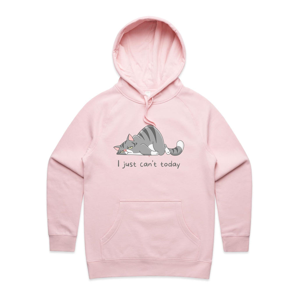 I Just Can't Today, Cat - Womens Hoodie Pink Womens Hoodie animal Printed In Australia