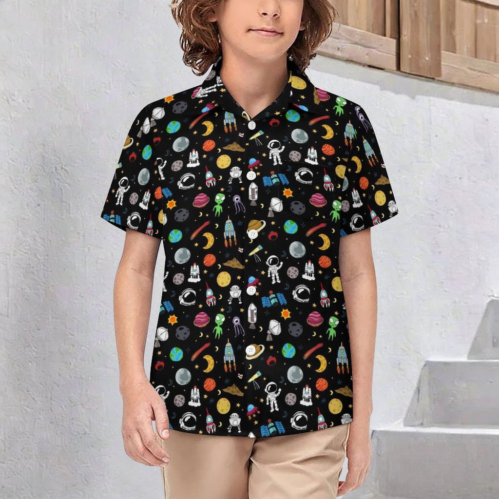 Kids Space Kids Youth Short Sleeve Button Up Shirt