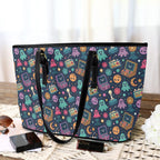 Space Arcade PU Leather Tote Bag Large Leather Tote Bag-Large Games Printed Offshore Retro Space